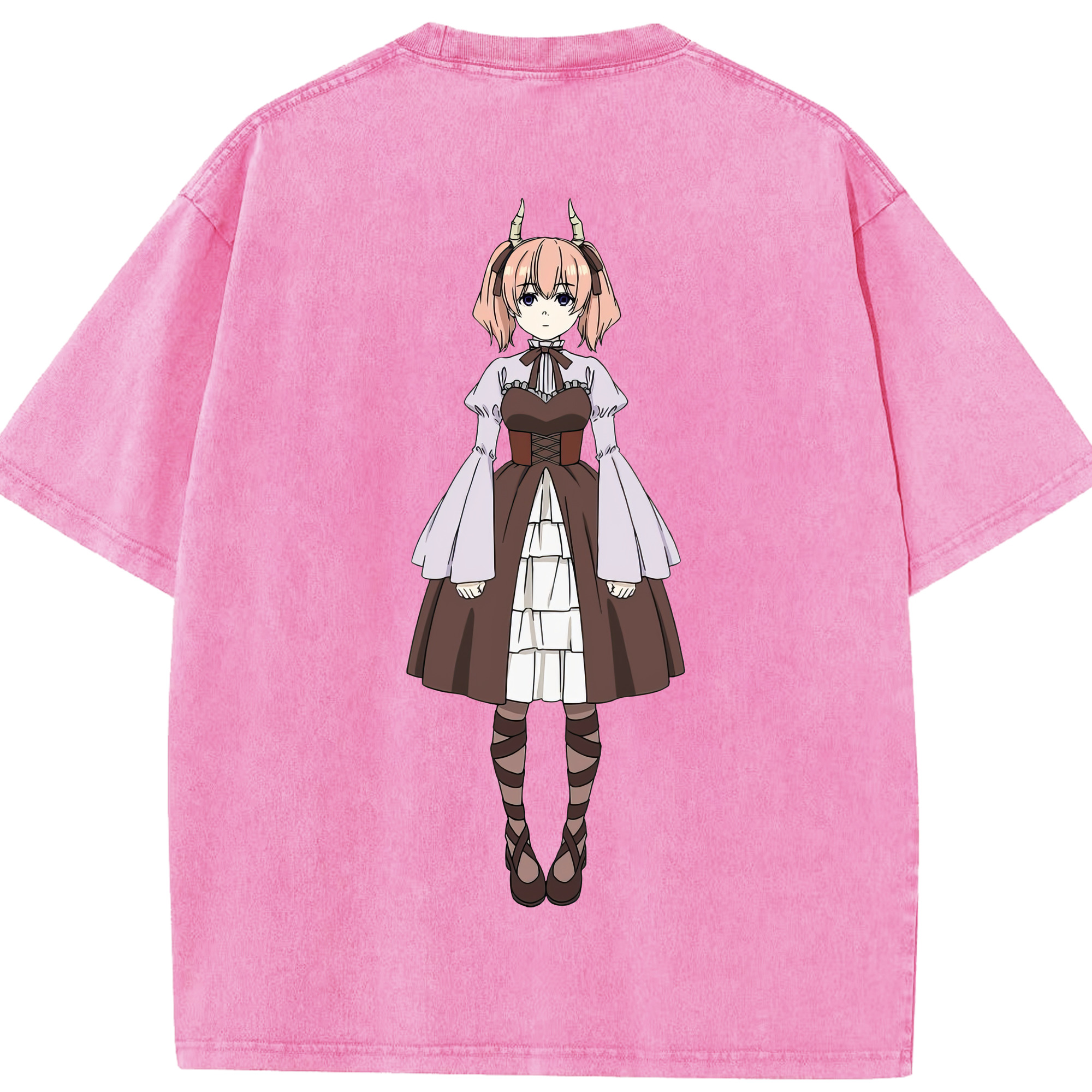 （画像用） 葬送のフリーレン Frieren 綿100% ヴィンテージ風 半袖Tシャツ（背面プリント）